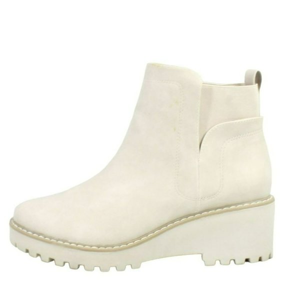 Dolce Vita Shoes - Dolce Vita Rango Cream Suede Slip On Chelsea Wedge Ankle Boots Size 9.5